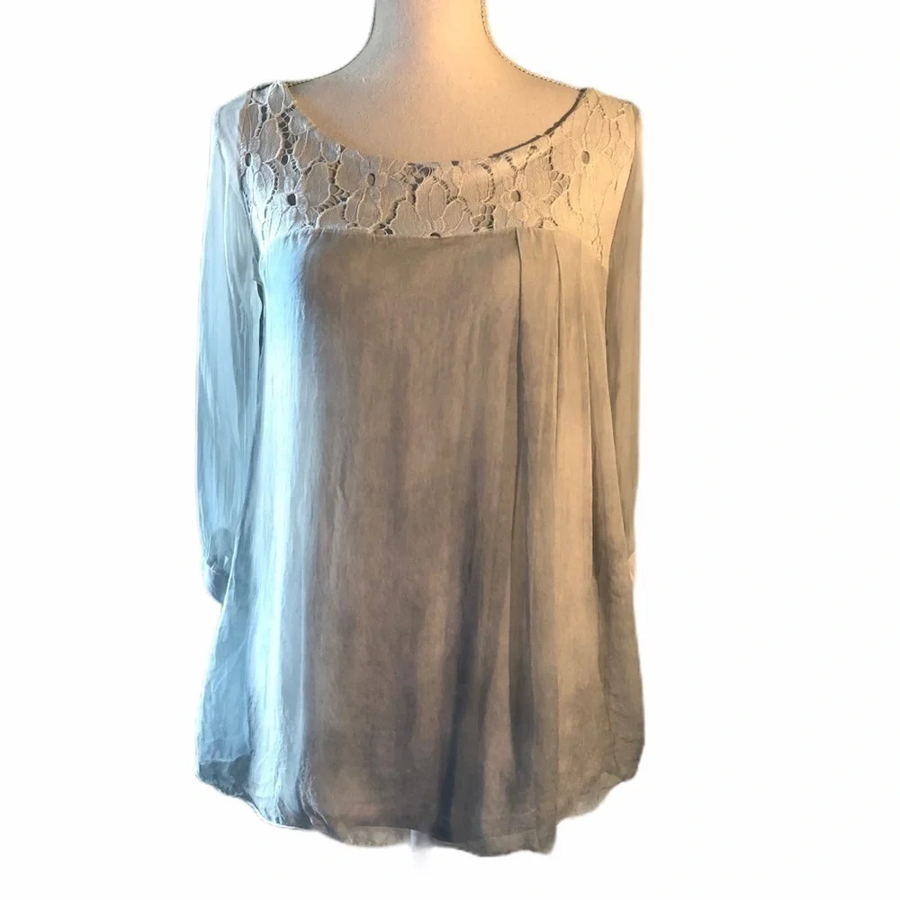 H TREND Sz XS Silk & Lace Italy Top/Shirt